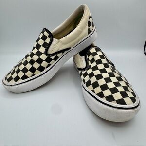 Vans Skate Slip-on Black & Bone Checkerboard Sneakers  W8 M6.5 VGUC